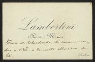 Cartão de visita de Lambertini a Teófilo Braga