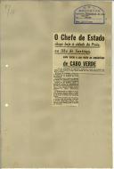 O Chefe de Estado chega hoje à cidade da Praia, na ilha de Santiago