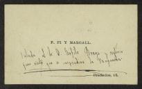 Cartão de visita de F. Pi y Margall a Teófilo Braga