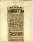 Nota oficiosa do Ministério do Ultramar: Administração de Angola