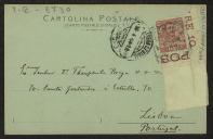 Bilhete-postal de Joaquim de Araújo a Teófilo Braga