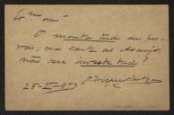 Bilhete-postal de António do Espírito Santo Ramos para Teófilo Braga