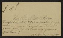 Cartão de visita de José B. Pinto Roque a Teófilo Braga