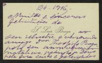 Cartão de visita de S. Luis Braga a Teófilo Braga