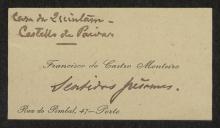Cartão de visita de Francisco de Castro Monteiro a Teófilo Braga