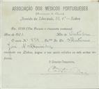 Recibo da Associação dos Médicos Portugueses para António José de Almeida