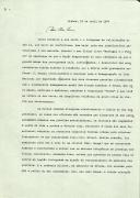 Carta de António de Spínola para António Ramalho Eanes apresentando as razões da redação da obra "Portugal e o Futuro"
