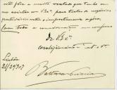 Cartão pessoal de Baltasar Teixeira [para António José de Almeida].