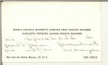 Cartão pessoal de Maria Helena Soares e Augusto Pereira Soares para a família de Francisco da Costa Gomes