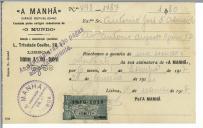 Recibo do jornal "A Manhã" para António José de Almeida.