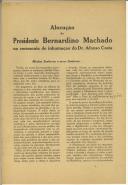 Alocução do Presidente Bernardino Machado na cerimónia de inaumação do Dr. Anfonso Costa