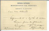 Cartão pessoal de Afonso Costa para António José de Almeida.