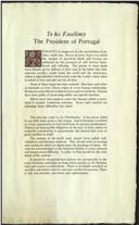 To his Excellency The President of Portugal