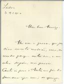 Carta de A. P. Miranda Guedes para [António José de Almeida].