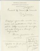 Rascunho de carta de António José de Almeida para o Presidente da Câmara Portuguesa do Comércio 