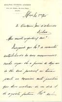 Carta de Adolfo Ferreira Lousada para António José de Almeida.