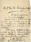 Carta de Lourenço Ferreira Gomes para António José de Almeida.
