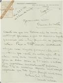 Rascunho de carta de António José de Almeida para o Governador Civil de Viana do Castelo.
