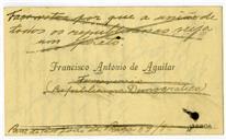 Cartão pessoal de Francisco António de Aguilar para António José de Almeida