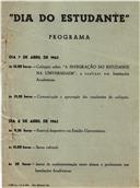 Panfleto com o Programa do Dia do Estudante de 7 e 8 de abril de 1962