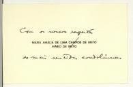Cartão pessoal de Maria Amália de Lima Campos de Brito e Mário de Brito para a família de Francisco da Costa Gomes
