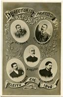 Bilhete-postal contendo imagem de propaganda do Directório do Partido Republicano Português eleito em 1906.