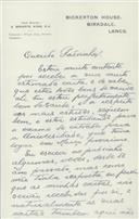 Carta de Raul [da Costa] para António José de Almeida.