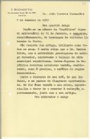 Comemorações do 31 de Janeiro de 1890 - Envio de discurso de Bernardino Machado