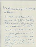 Rascunho de carta de António José de Almeida para Augusto Bastos de Pires Barreto.