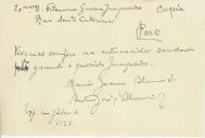 Copiador de carta de [António José de Almeida e Maria Joana Perdigão Queiroga de Almeida] para Filomena Guerra Junqueiro.