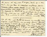 Cartão pessoal de Augusto Carlos Machado para [António José de Almeida].