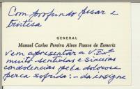 Cartão pessoal de Manuel Carlos Esmeriz enviado a Maria Estela Costa Gomes