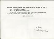 Apontamento de mensagem telefónica de Claudio Torres (?) para Francisco da Costa Gomes
