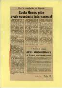Costa Gomes pide ayuda económica international
