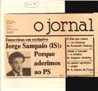 Recorte de jornal com entrevista a Jorge Sampaio de O Jornal