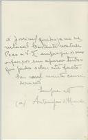 Cópia de carta de António José de Almeida para o Governandor Civil do Porto