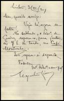 Carta de Magalhães Lima [para António José de Almeida].