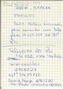 Notas com nomes e contactos telefónicos