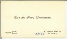 Cartão da Casa das Irmãs Dominicanas