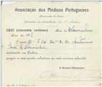Recibo da Associação dos Médicos Portugueses para António José de Almeida