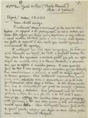 Cópia de carta de António José de Almeida para João do Rio ou Paulo Barreto.