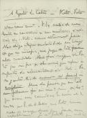 Cópia de carta de António José de Almeida para Augusto Silva de Castro