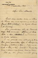Carta de José Benevides para [António José de Almeida].