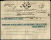 Telegrama de Augusto Barreto para António José de Almeida.
