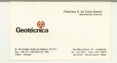 Cartão pessoal de Francisco A. da Costa Gomes