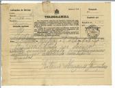 Telegrama de António Marques Gonçalves para António José de Almeida.