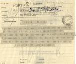 Telegrama de Alberto de Aguiar para António José de Almeida.