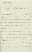 Cópia de carta de António José de Almeida para Eduardo Pereira