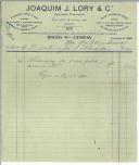 Factura de Joaquim J. Lory & C.ª para António José de Almeida.