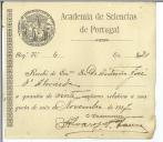 Recibo da Academia de Ciências de Portugal para António José de Almeida.